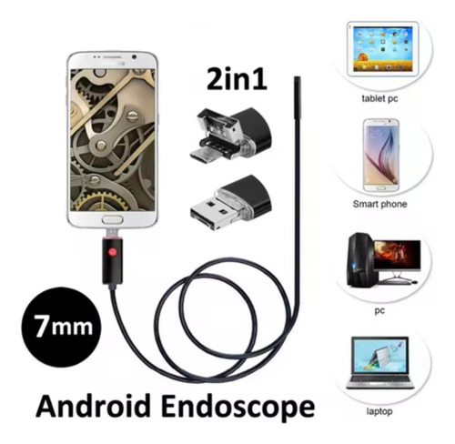Endoscopio Usb 5m 7 Mm Cámara De Inspección De Tubo 5 En 1