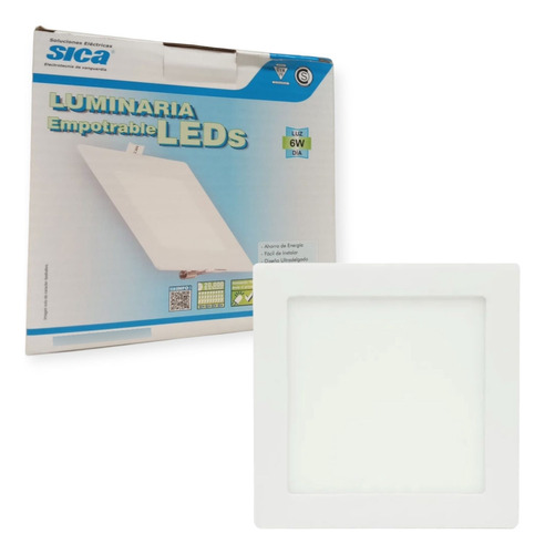 Spot Led 6w Panel Empotrable Blanco Frio Sica Cuadrado