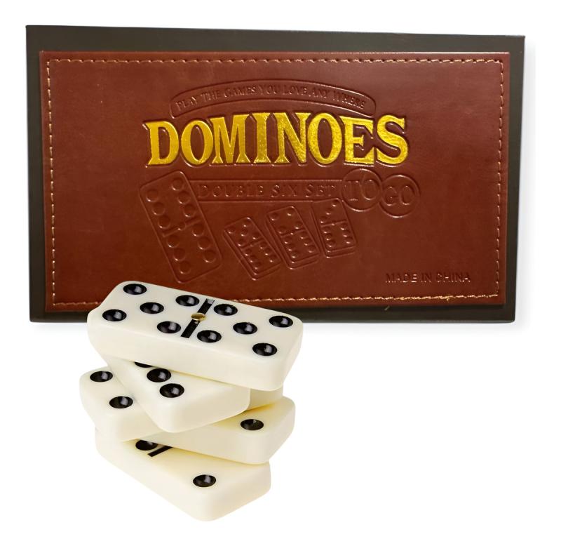 Domino Clásico Caja De Cuero 28 Pcs