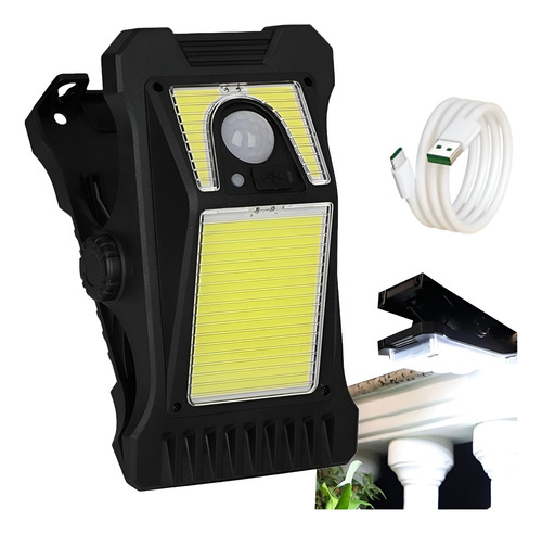 Aplique Reflector Led Panel Solar Y Usb Con Broche