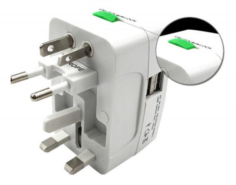 Adaptador Viajero Cargador 2 Usb Enchufe Universal 220v