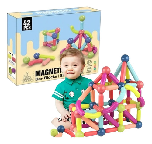 Bloques Magneticos Juguete Para Armar Magnetic Stick 42 Pzs