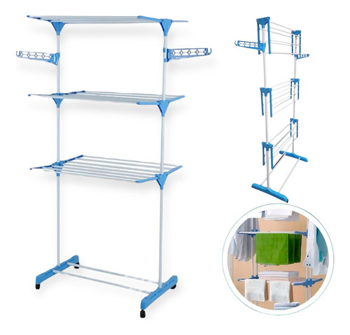 Tender Vertical Plegable 3 Niveles Ruedas Y Alas