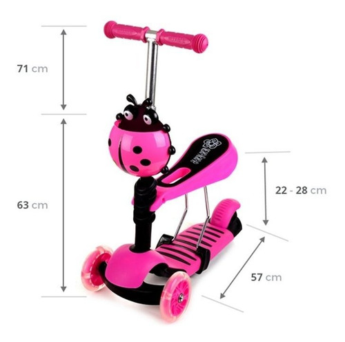 Monopatín Infantil Andador 3 En 1 Con Luz Led Rgb