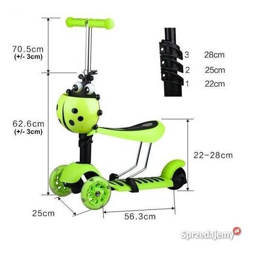 Monopatín Infantil Andador 3 En 1 Con Luz Led Rgb