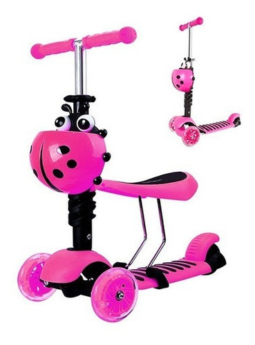 Monopatín Infantil Andador 3 En 1 Con Luz Led Rgb