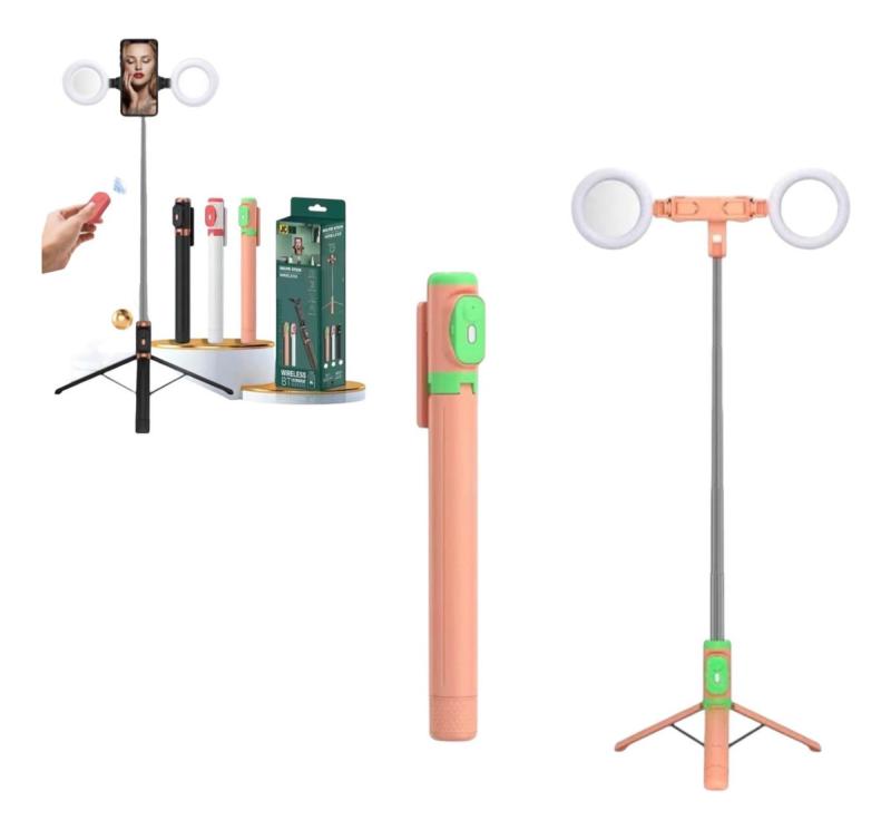 Palo Selfie Con Trípode Y Dos Aros De Luz Led Jc-18h
