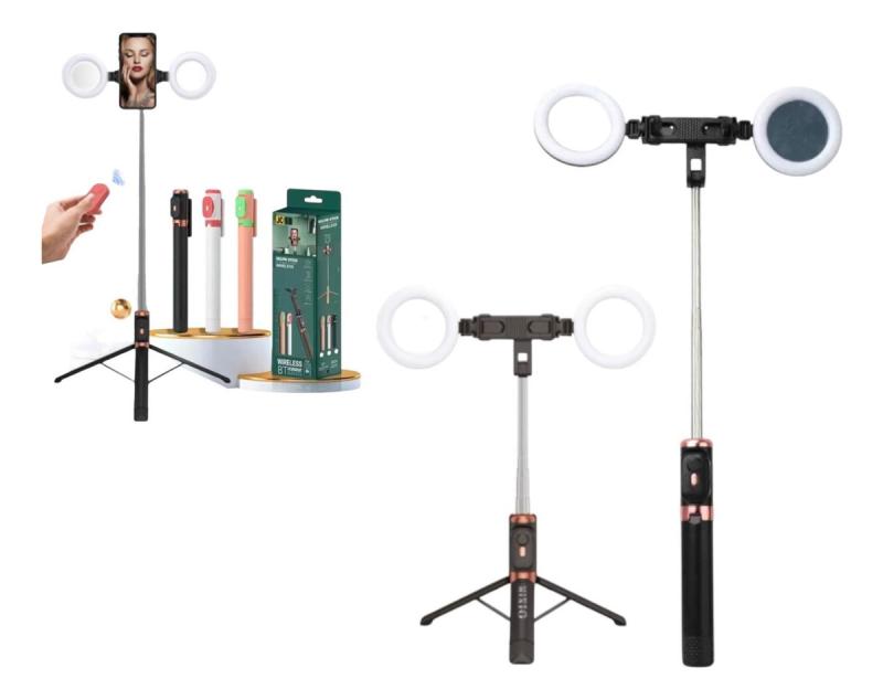 Palo Selfie Con Trípode Y Dos Aros De Luz Led Jc-18h