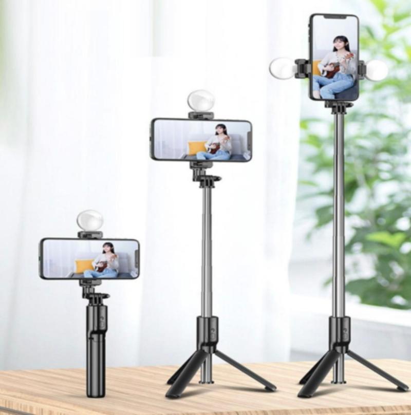 Palo Selfie Con Trípode Y Dos Aros De Luz Led Jc-18h