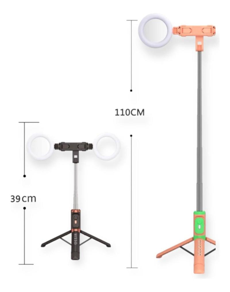 Palo Selfie Con Trípode Y Dos Aros De Luz Led Jc-18h