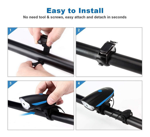 Luz Bici Delantera 3 Modos Con Bocina Recargable Usb