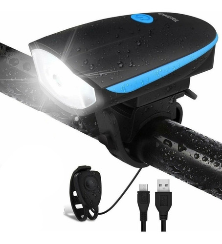 Luz Bici Delantera 3 Modos Con Bocina Recargable Usb