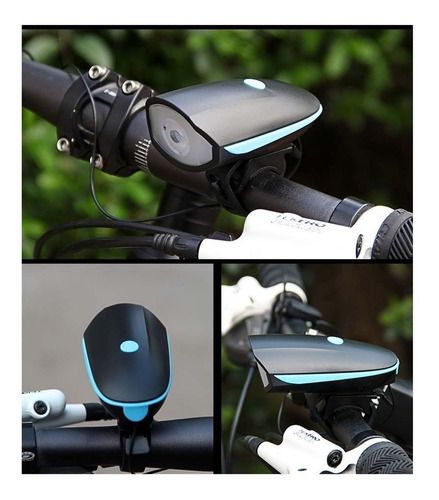 Luz Bici Delantera 3 Modos Con Bocina Recargable Usb