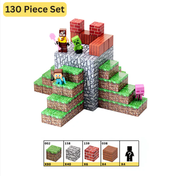 Bloques Magnéticos Minecraft 130 Piezas Muñecos x3