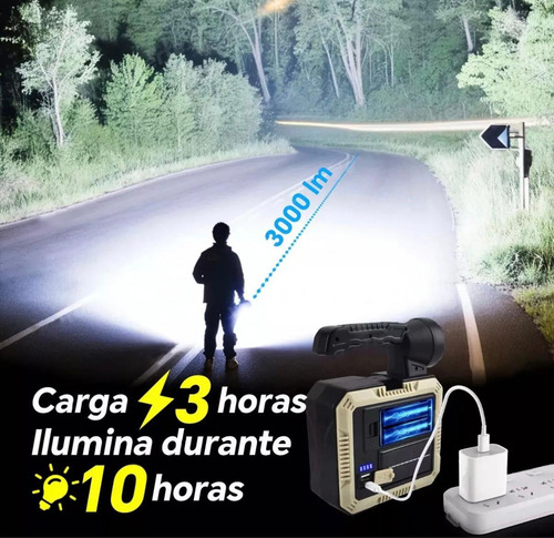 Linterna Solar Con Herramientas Camping Recargable