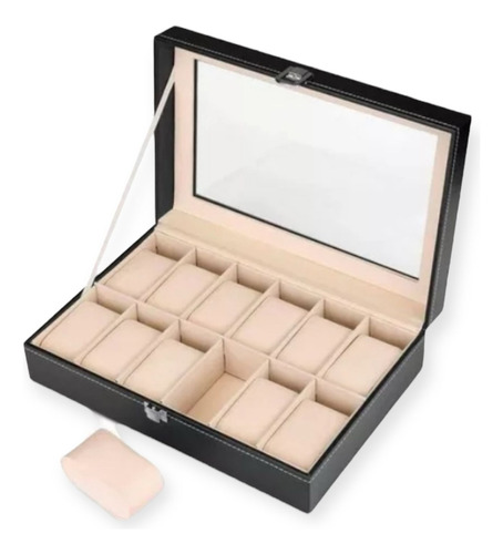 Estuche Caja Organizador De 12 Relojes Eco Cuero Elegante
