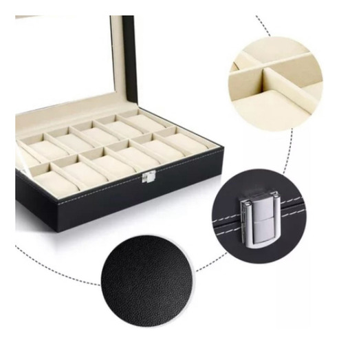 Estuche Caja Organizador De 12 Relojes Eco Cuero Elegante