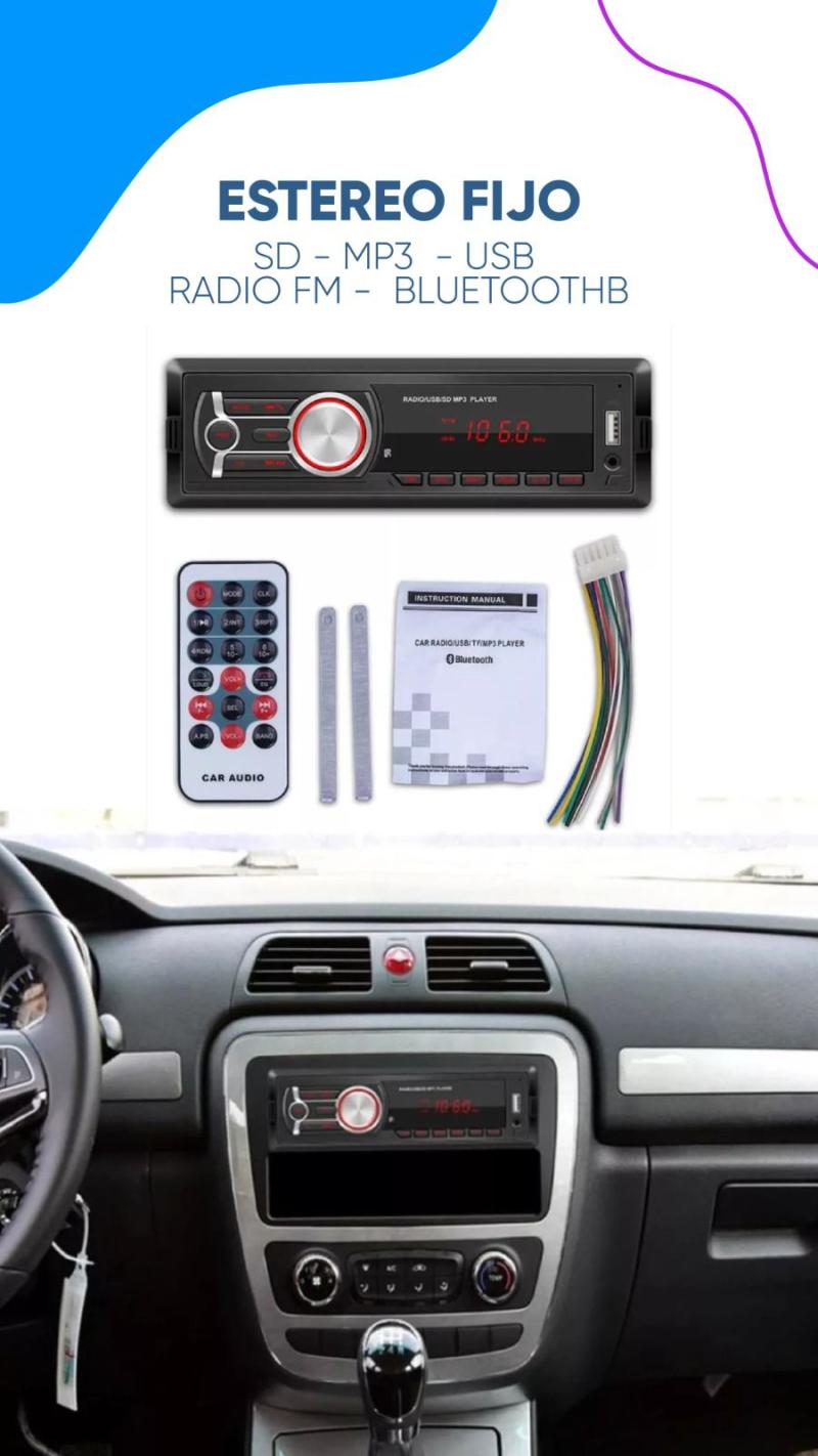 Estereo Fijo Auto Sd Mp3 Usb Bluetooth Autostereo Radio Fm