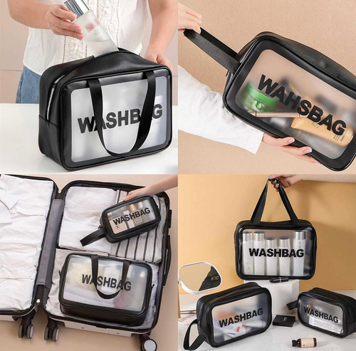 Set 3 Neceser Impermeable Porta Cosméticos Washbag Pvc