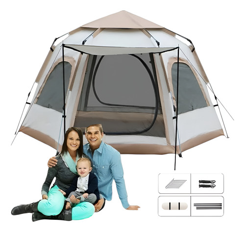 Carpa Grande Hexagonal Portátil Exteriores Para 5-8 Personas