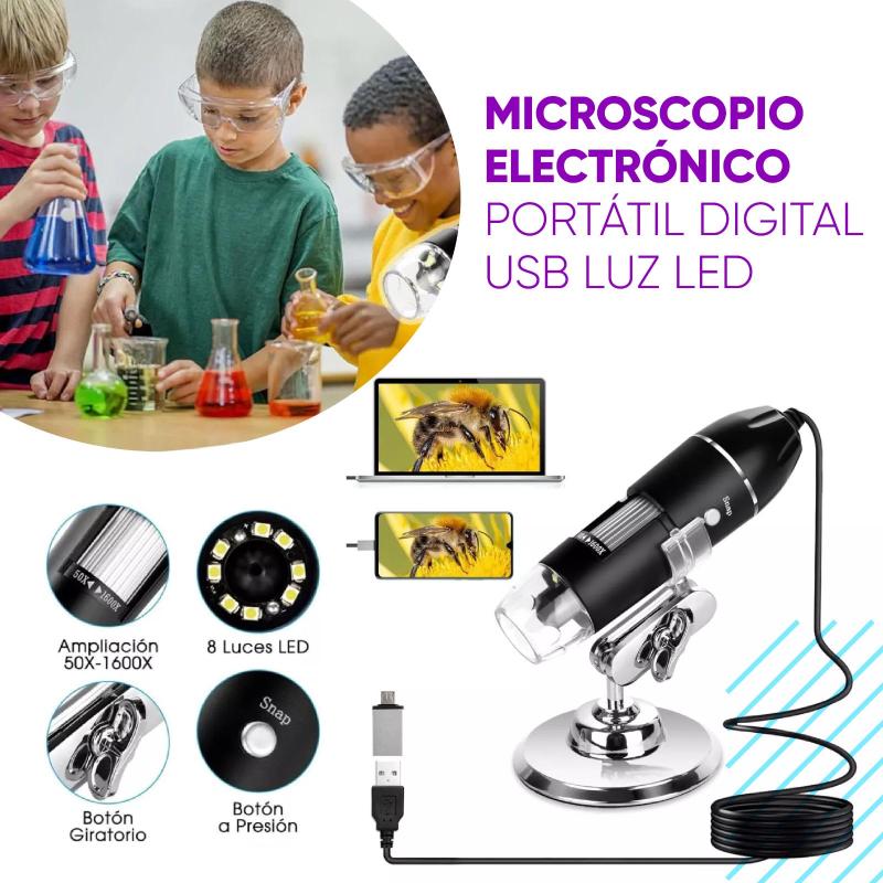 Microscopio Electrónico Portátil Digital Usb Luz Led
