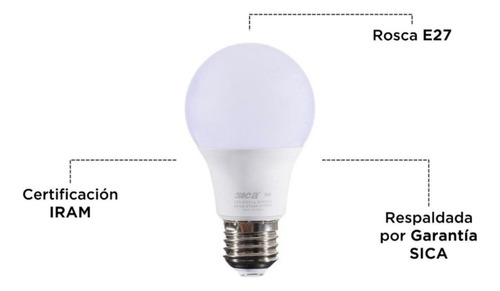Lampara Led Sica Clásica 7w Rosca E27 Blanco Frio