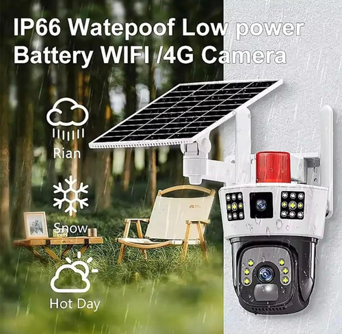 Camara De Seguridad Wifi Con Panel Solar Y Alarma Con Sonido