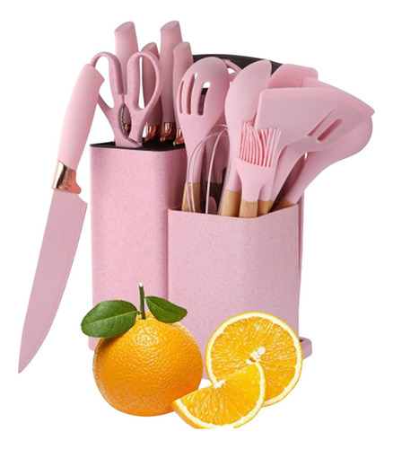 Set 19 Utensilios De Cocina En Silicona Con Tabla De Picar