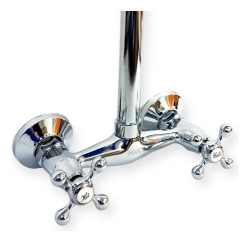 Griferia Canilla Cocina Pared 2 Llaves Pico Alto L Metalica (X20)