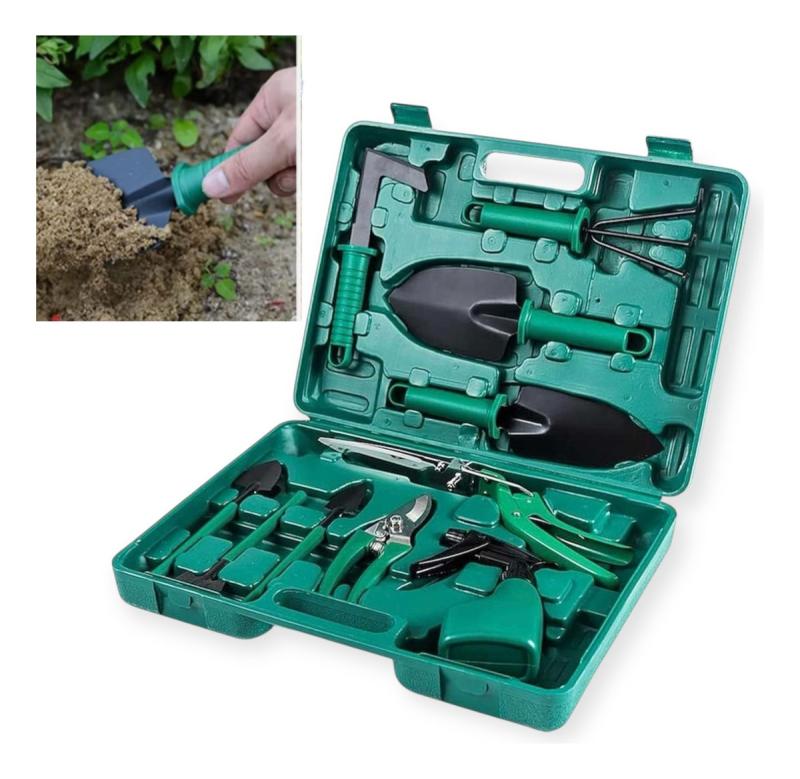 Set Herramientas Kit Jardineria 10 Pzas Huerta Valija