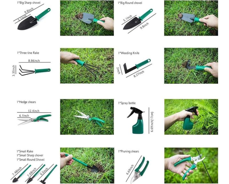 Set Herramientas Kit Jardineria 10 Pzas Huerta Valija