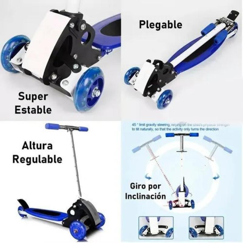 Monopatin 4 Ruedas Con Luces Plegable