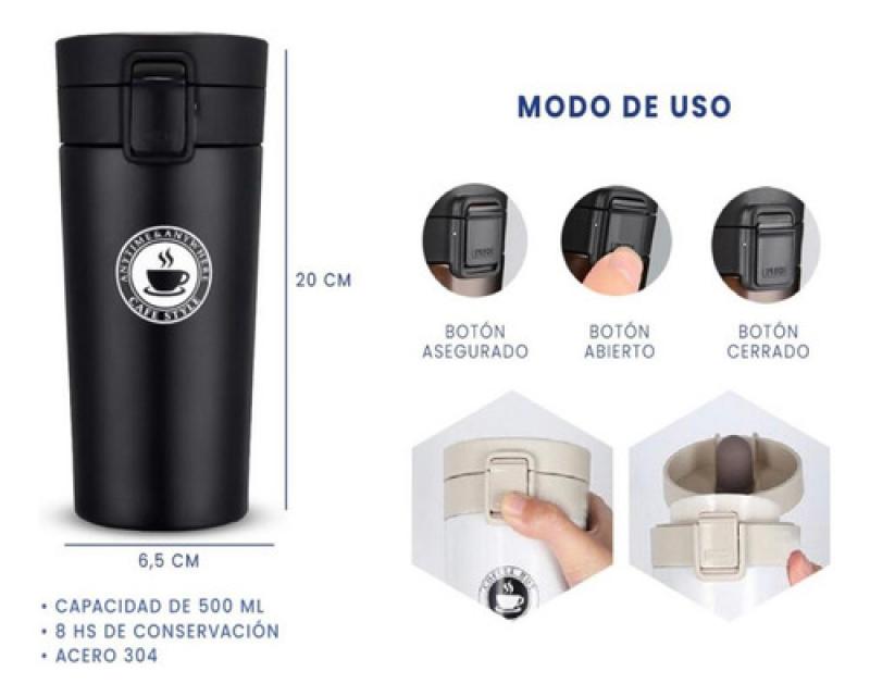 Vaso Jarro Termico Acero Inoxidable Con Tapa 500 Ml