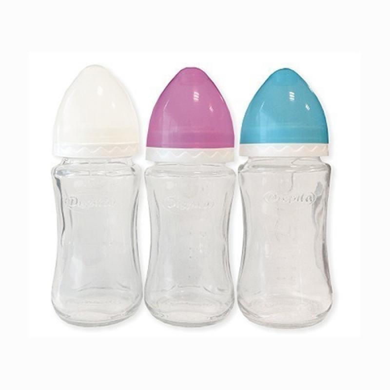 Mamadera Vidrio Templado Boca Ancha x 250 ml Dispita 11034