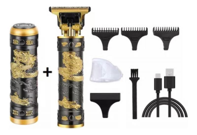 Maquina De Cortar Pelo + Corta Barba Vintage Batería