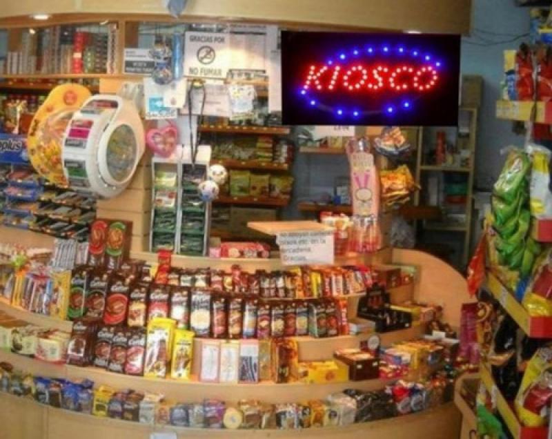 Cartel Led Luminoso Abierto Kiosco 220v Azul Y Rojo