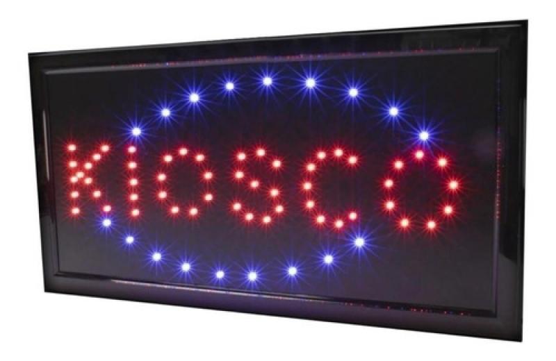 Cartel Led Luminoso Abierto Kiosco 220v Azul Y Rojo