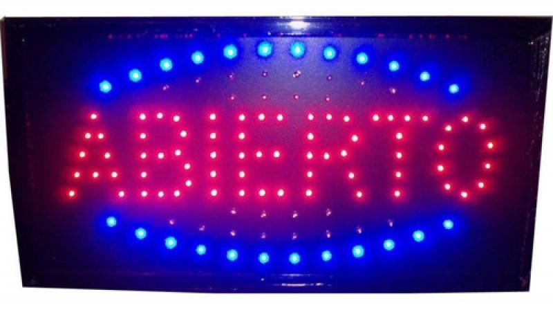 Cartel Led Luminoso Abierto Kiosco 220v Azul Y Rojo