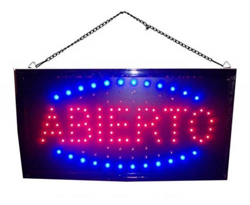 Cartel Led Luminoso Abierto Kiosco 220v Azul Y Rojo