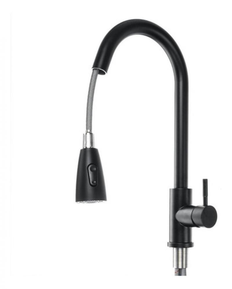 Griferia Canilla Extensible Monocomando Cocina Negra Gourmet