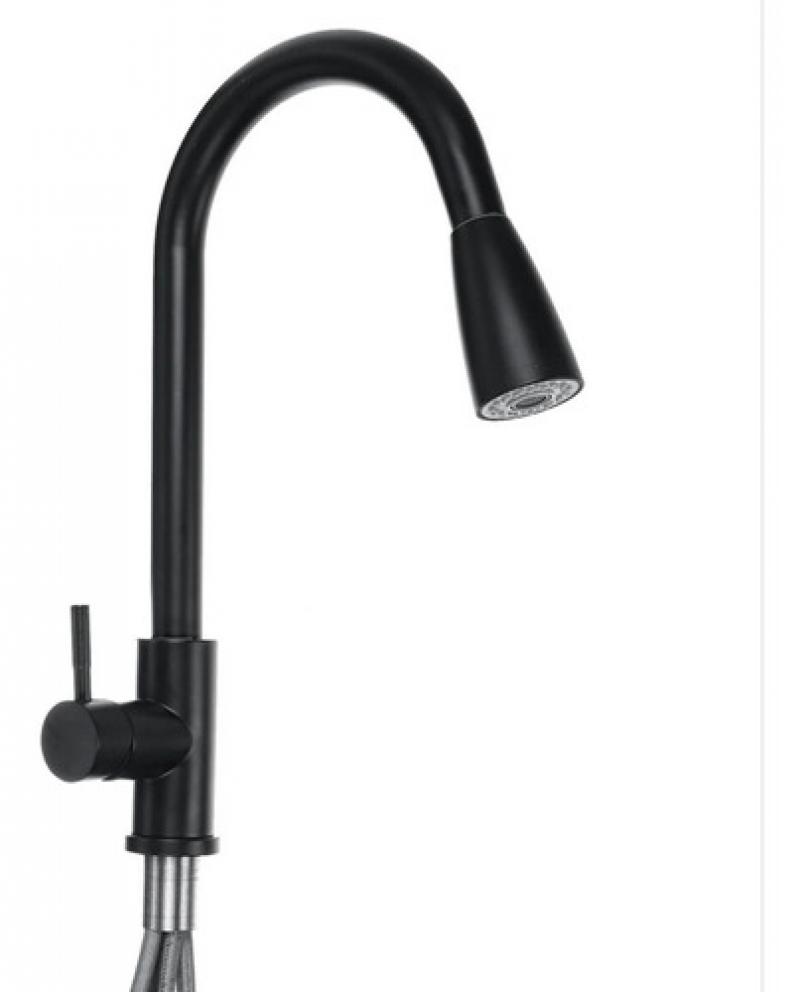 Griferia Canilla Extensible Monocomando Cocina Negra Gourmet