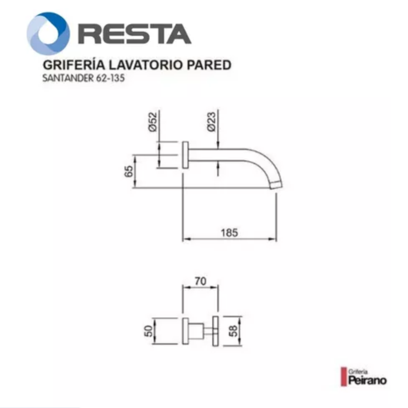 Grifería Lavatorio Pared Peirano Santander 62-135