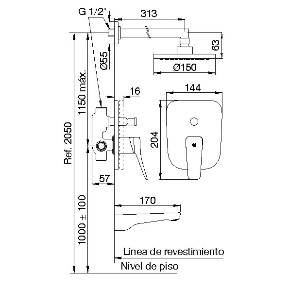 Grifería Ducha Embutir Monocomando Fv Chapelco 0106/S7