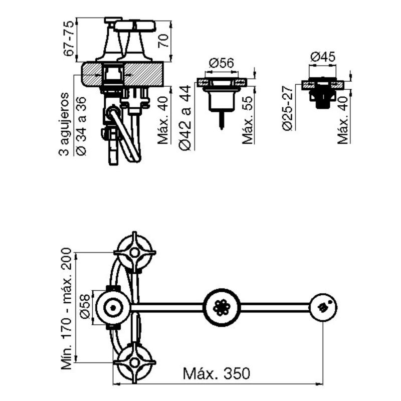Grifería Bidet Doble Comando Fv Pétalo 0295/m3p Cromo