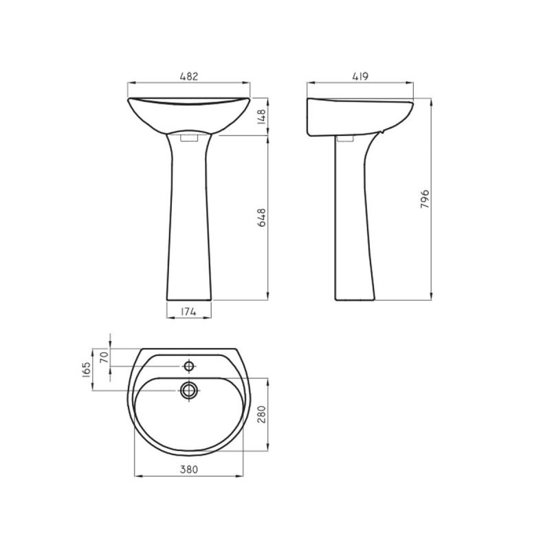 Columna para Lavatorio Ferrum Andina Blanco (CTF)