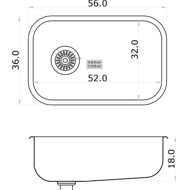 Bacha Cocina Simple Bajo Mesada Mi Pileta VESTA 303