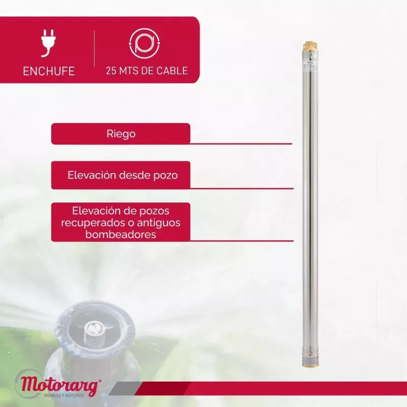 Bomba Agua Sumergible Motorarg Micra 212 Pozo 2 Pulgadas 0,5 Hp + 25 Mts Cable