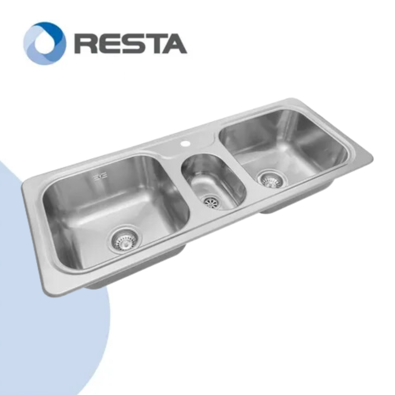 Bacha Triple Cocina Apoyo Johnson Acero Hydra J107 A 38,5lt