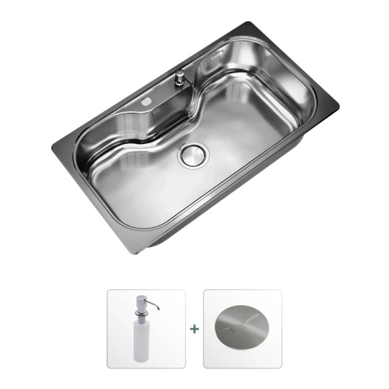 Kit Bacha De Cocina Johnson Acero Luxor Si85 + Accesorios