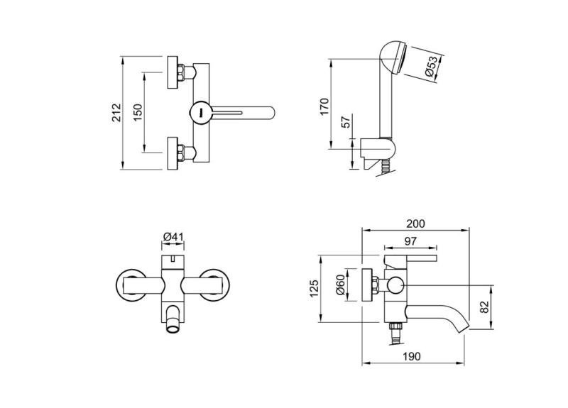 Grifería Ducha Monocomando Exterior Peirano Steel 83-205